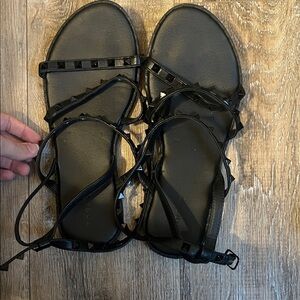 Black Studded Women's Sandals